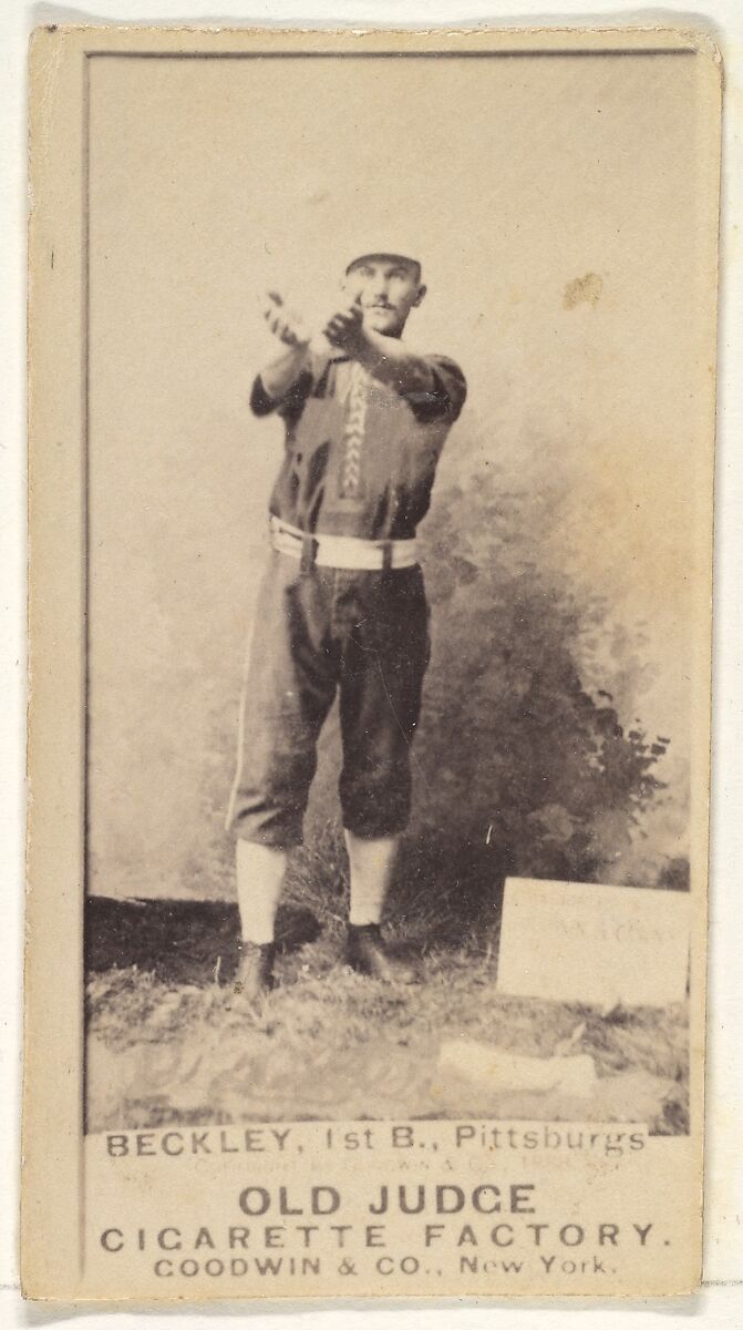 Jacob Peter "Eagle Eye" Beckley, 1st Base, Pittsburgh, from the Old Judge series (N172) for Old Judge Cigarettes, Issued by Goodwin &amp; Company, Albumen photograph 