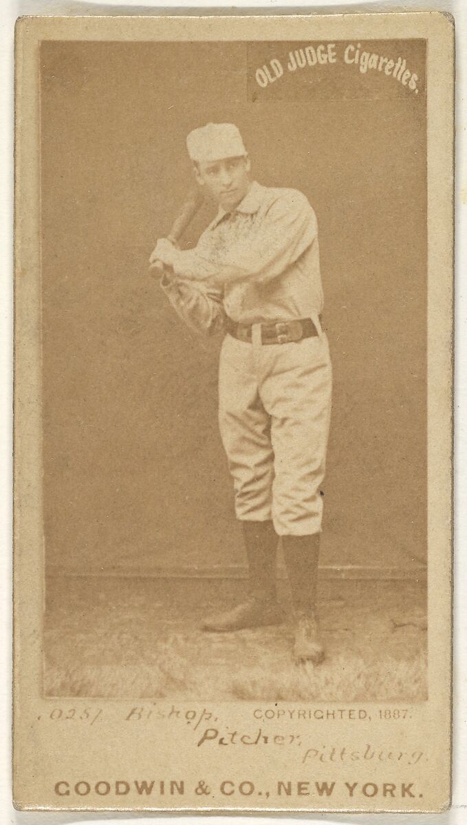 William "Bill" Robinson Bishop, Pitcher, Pittsburgh, from the Old Judge series (N172) for Old Judge Cigarettes, Issued by Goodwin &amp; Company, Albumen photograph 