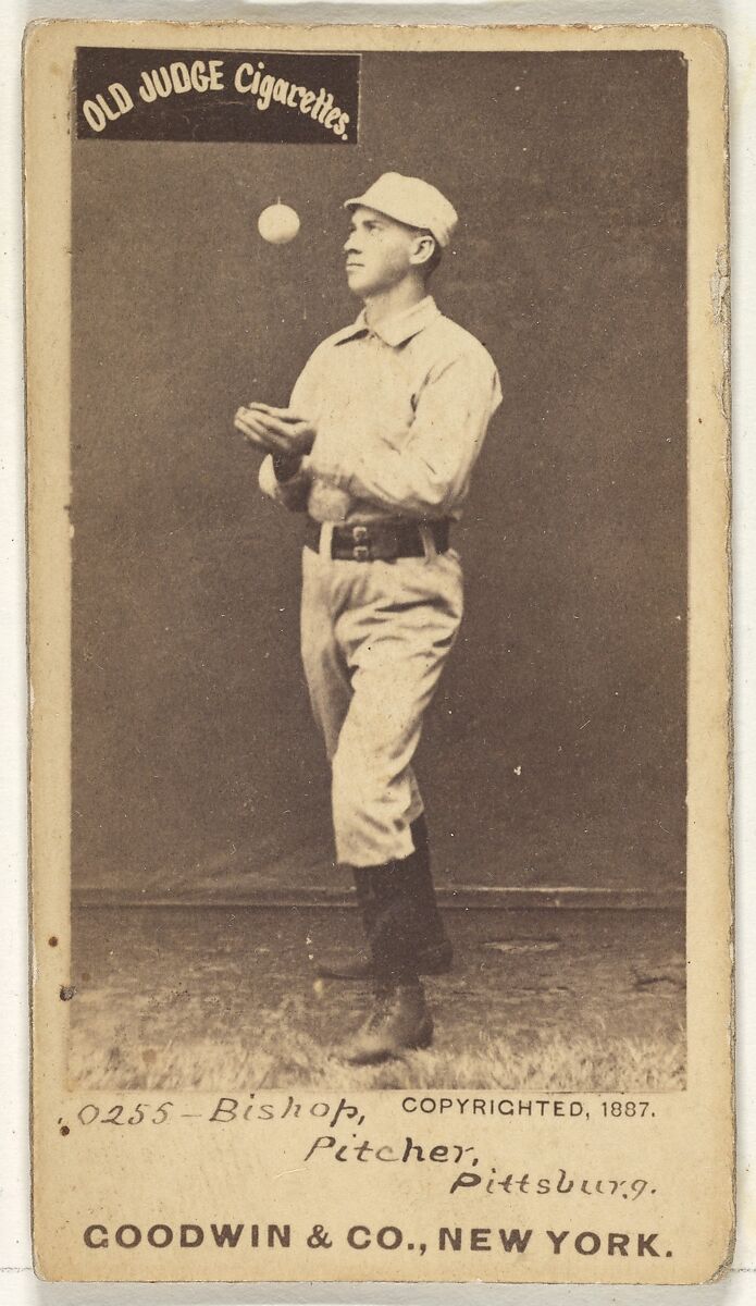 William "Bill" Robinson Bishop, Pitcher, Pittsburgh, from the Old Judge series (N172) for Old Judge Cigarettes, Issued by Goodwin &amp; Company, Albumen photograph 