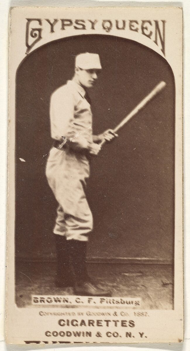 Thomas "Tom" Tarlton Brown, Center Field, Pittsburgh, from the Old Judge series (N172) for Old Judge and Gypsy Queen Cigarettes, Issued by Goodwin &amp; Company, Albumen photograph 