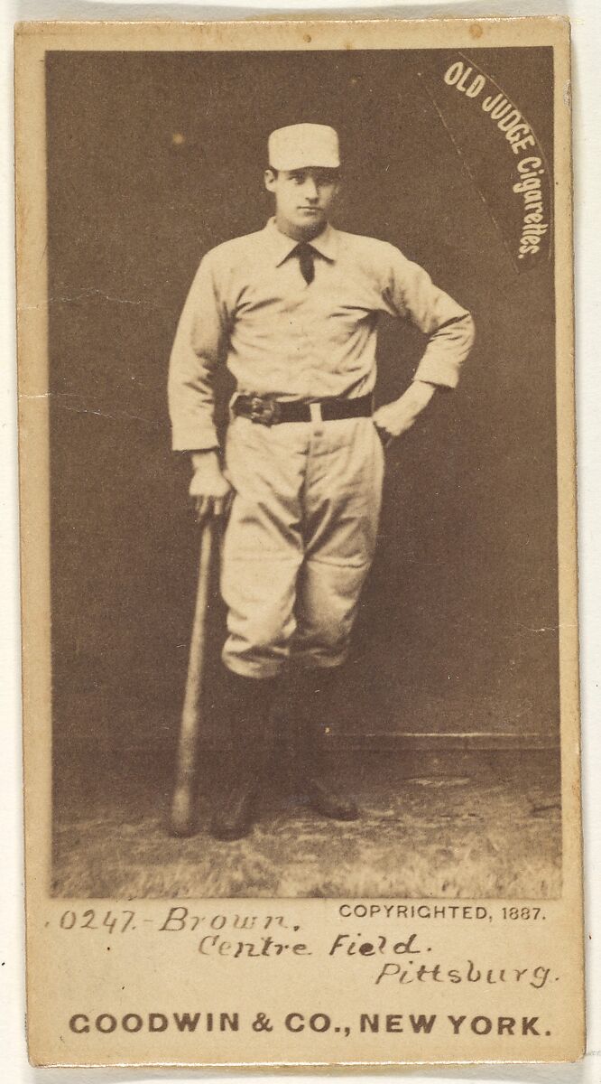 Thomas "Tom" Tarlton Brown, Center Field, Pittsburgh, from the Old Judge series (N172) for Old Judge Cigarettes, Issued by Goodwin &amp; Company, Albumen photograph 