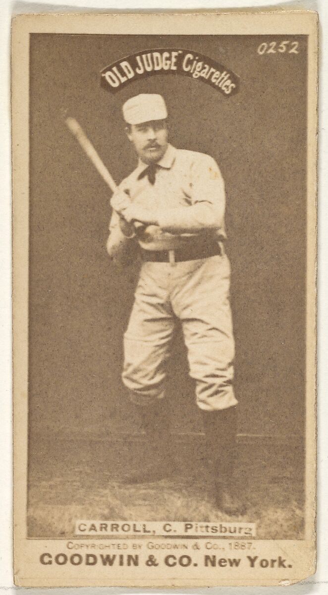 Frederick " Fred" Herbert Carroll, Catcher, Pittsburgh, from the Old Judge series (N172) for Old Judge Cigarettes, Issued by Goodwin &amp; Company, Albumen photograph 