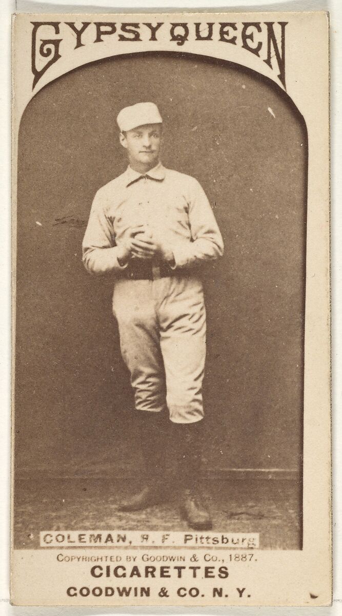 John Francis Coleman, Right Field, Pittsburgh, from the Old Judge series (N172) for Old Judge and Gypsy Queen Cigarettes, Issued by Goodwin &amp; Company, Albumen photograph 