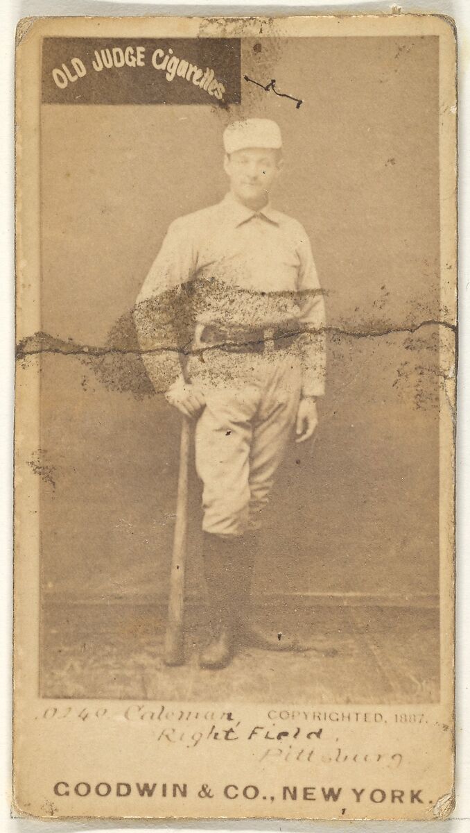 John Francis Coleman, Right Field, Pittsburgh, from the Old Judge series (N172) for Old Judge Cigarettes, Issued by Goodwin &amp; Company, Albumen photograph 