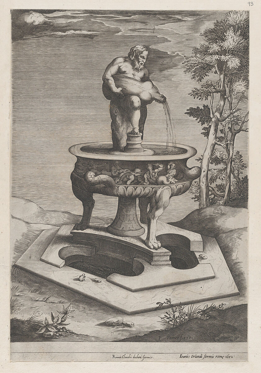 A Fountain and Basin, from "Speculum Romanae Magnificentiae", Pieter Perret (Netherlandish, 1555–1639), Engraving and etching 