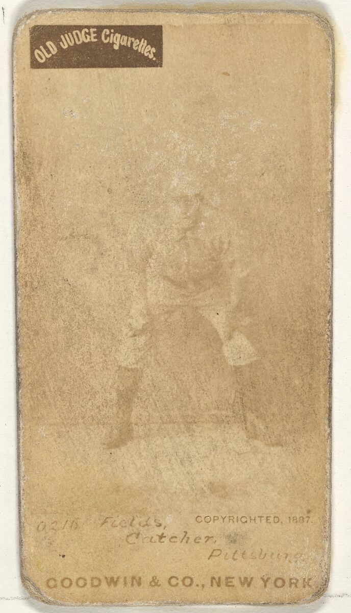 John Joseph "Jocko" Fields, Catcher, Pittsburgh, from the Old Judge series (N172) for Old Judge Cigarettes, Issued by Goodwin &amp; Company, Albumen photograph 