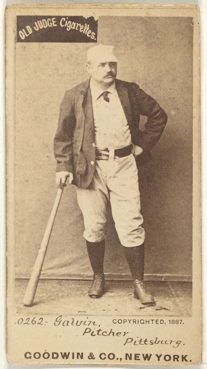 James Francis "Pud" Galvin, Pitcher, Pittsburgh, from the Old Judge series (N172) for Old Judge Cigarettes, Issued by Goodwin &amp; Company, Albumen photograph 