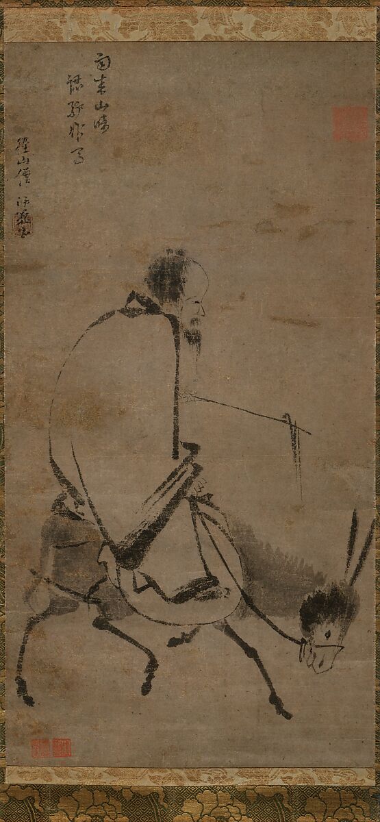 Chan master riding a mule, Unidentified artist Chinese, active mid-13th century, Hanging scroll; ink on paper, China 
