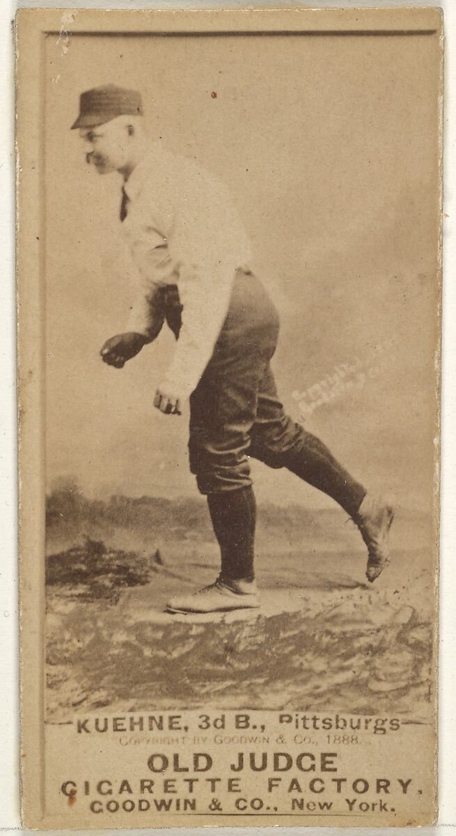 Bill Kuehne, 3rd Base, Pittsburgh, from the Old Judge series (N172) for Old Judge Cigarettes, Issued by Goodwin &amp; Company, Albumen photograph 