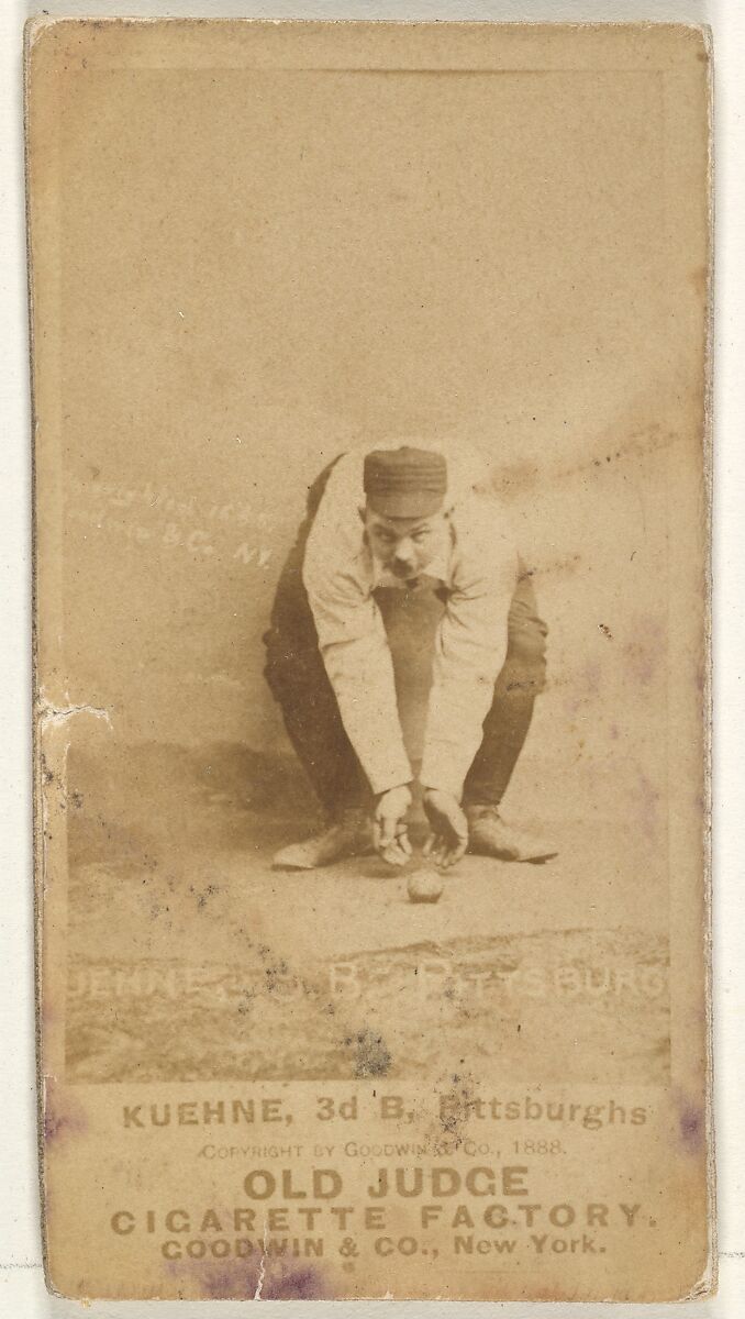Bill Kuehne, 3rd Base, Pittsburgh, from the Old Judge series (N172) for Old Judge Cigarettes, Issued by Goodwin &amp; Company, Albumen photograph 