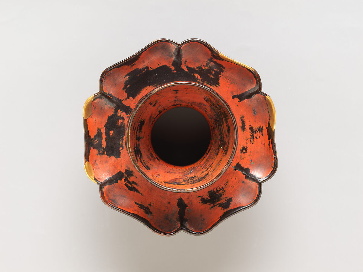 Stand for a Tenmoku Teabowl, Wood with red over black lacquer; Negoro ware, Japan