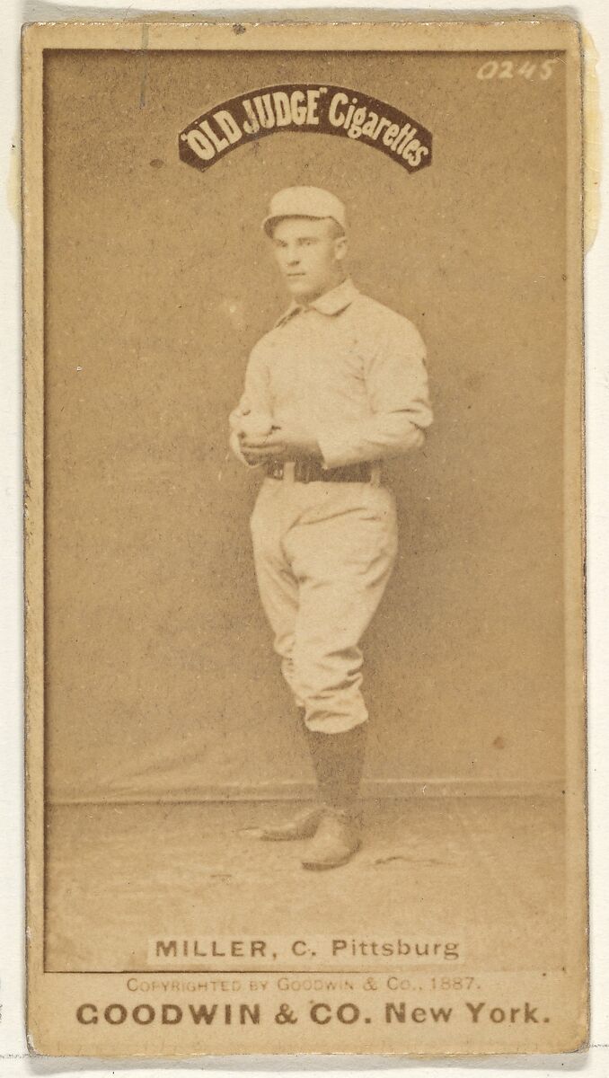 George Frederick "Doggie" Miller, Catcher, Pittsburgh, from the Old Judge series (N172) for Old Judge Cigarettes, Issued by Goodwin &amp; Company, Albumen photograph 