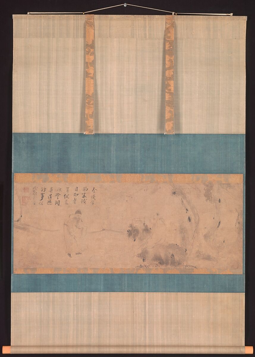 Meeting between Yaoshan and Li Ao, Attributed to Zhiweng (Chinese, active first half of the 13th century), Horizontal painting mounted as a hanging scroll; ink on paper, China
