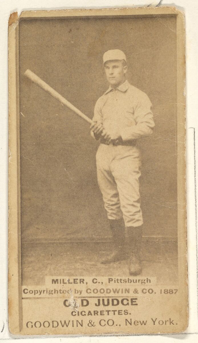 George Frederick "Doggie" Miller, Catcher, Pittsburgh, from the Old Judge series (N172) for Old Judge Cigarettes, Issued by Goodwin &amp; Company, Albumen photograph 