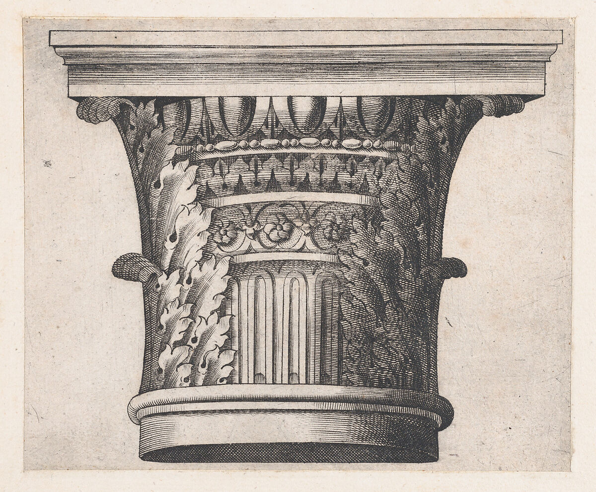 Composite capital, from "Speculum Romanae Magnificentiae", Attributed to Monogrammist G.A. &amp; the Caltrop (Italian, 1530–1540), Engraving 