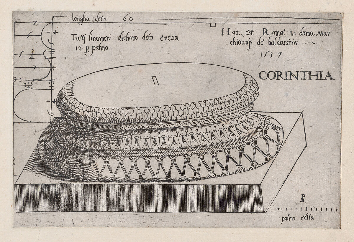 Corinthian base, from "Speculum Romanae Magnificentiae", Master PS (Italian or French, active 1530s), Engraving 