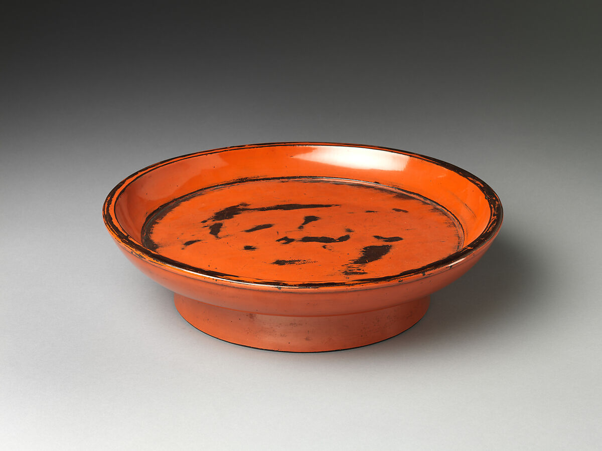 Round Negoro Tray (Kōban), Lacquered wood with coatings of red lacquer over black lacquer (Negoro ware), Japan