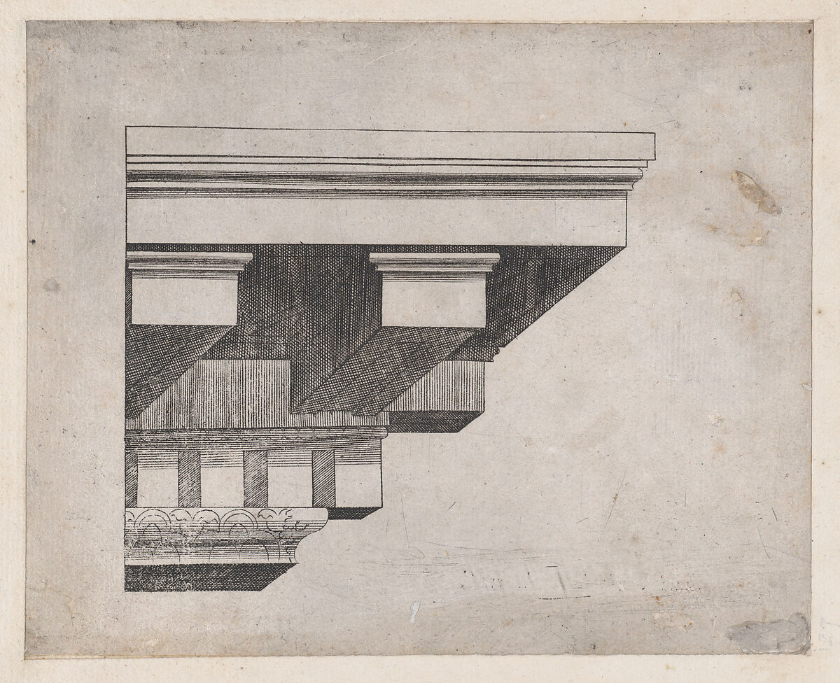 Cornice, from "Speculum Romanae Magnificentiae", Anonymous, Engraving 