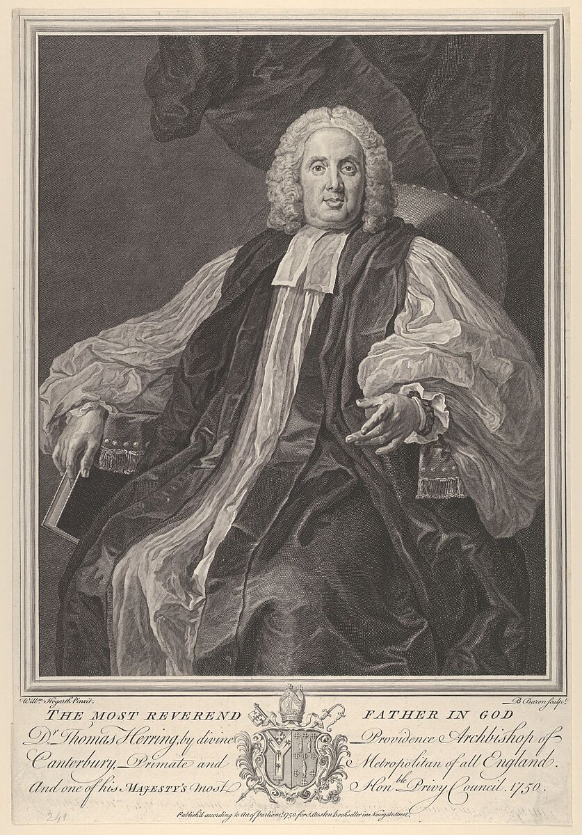 The Most Reverend Thomas Herring, Archbishop of Canterbury, Bernard Baron (French, Paris 1696–1762 London), Engraving 