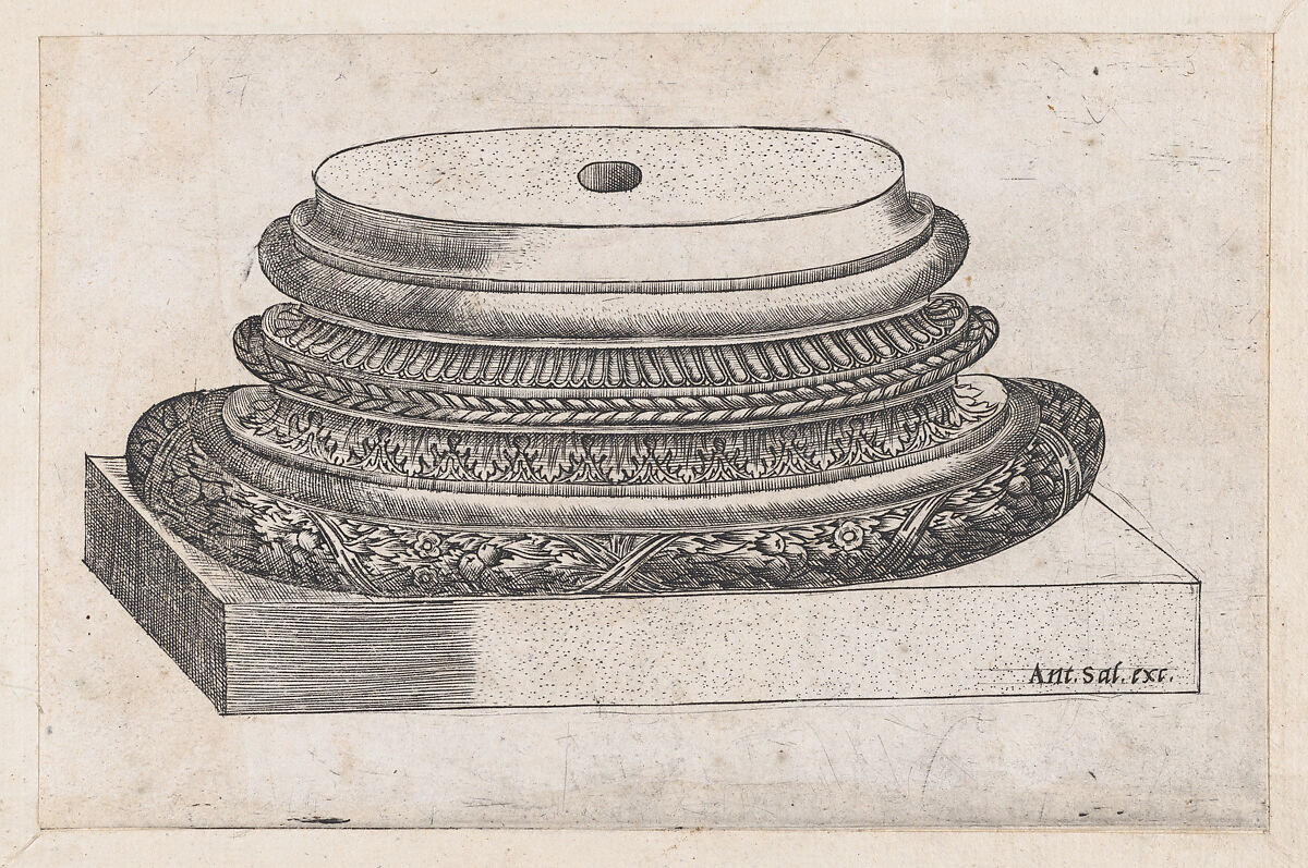 Decorated base, from "Speculum Romanae Magnificentiae", Monogrammist G.A. &amp; the Caltrop (Italian, 1530–1540), Engraving 