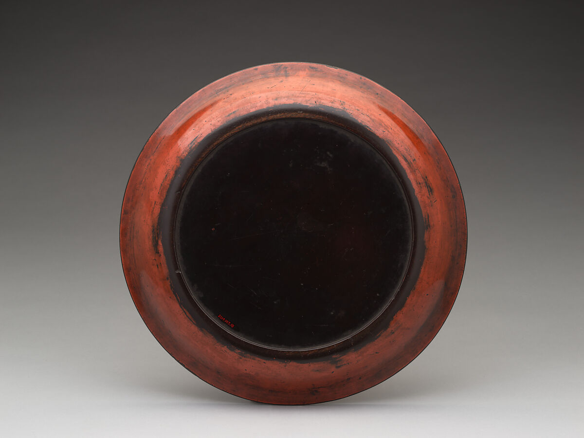 Round tray, Negoro ware, red lacquer, Japan
