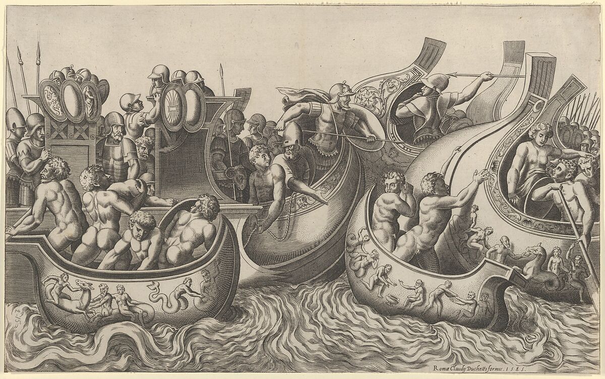 Naval Battle, from "Speculum Romanae Magnificentiae", Master of the Die (Italian, active Rome, ca. 1530–60), Engraving 