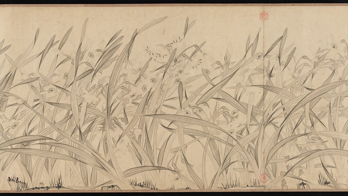 Narcissus, Zhao Mengjian (Chinese, 1199–before 1267), Handscroll; ink on paper, China