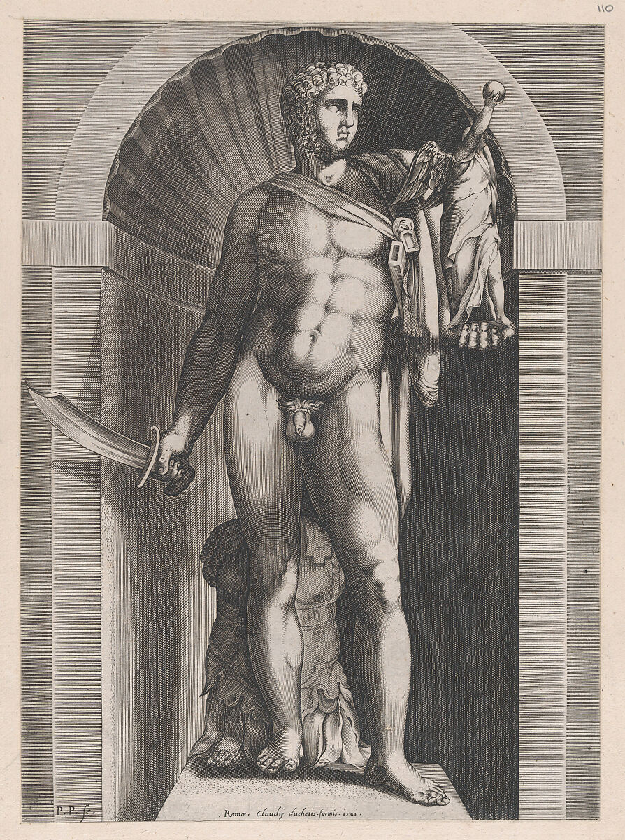 Diomedes with the Palladium in his left hand, from "Speculum Romanae Magnificentiae", Pieter Perret (Netherlandish, 1555–1639), Engraving 