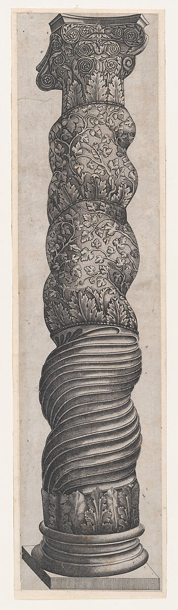 Grotesque Winding Column in St. Peter's, from "Speculum Romanae Magnificentiae", Nicolas Beatrizet (French, Lunéville 1515–ca. 1566 Rome (?)), Engraving 