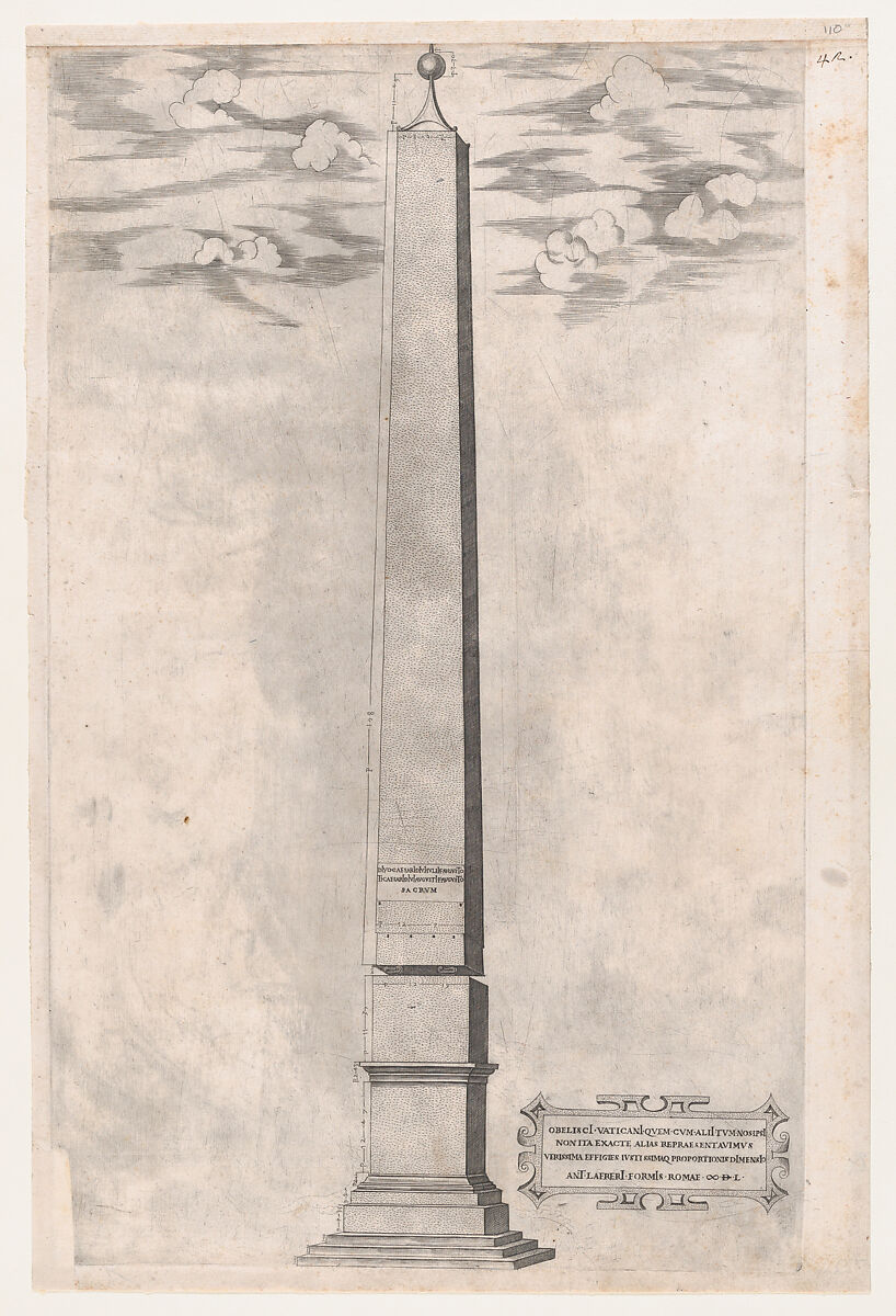 The Vatican Obelisque, from "Speculum Romanae Magnificentiae", Anonymous, Engraving 