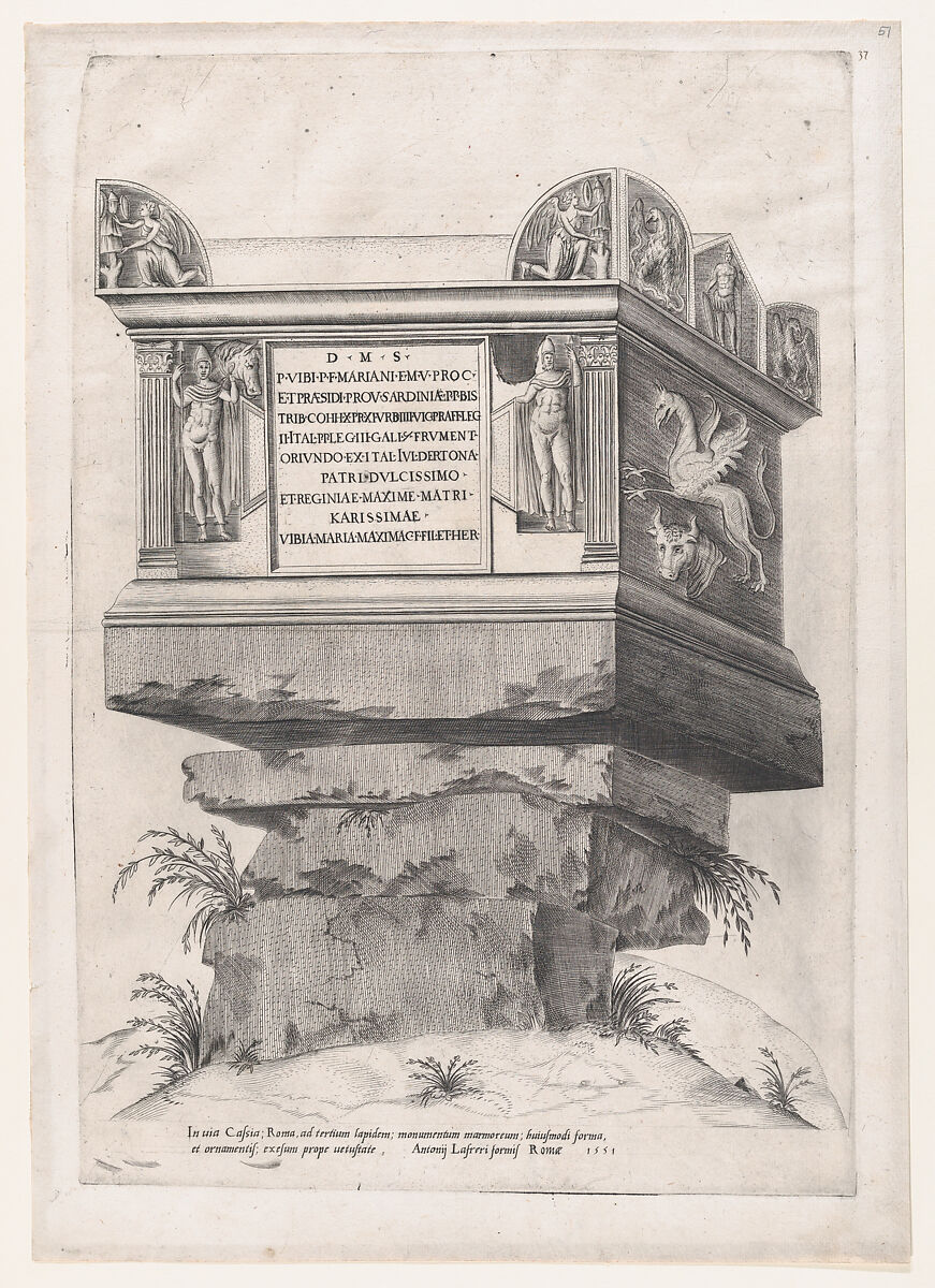 Sepulchre of Vibius, from "Speculum Romanae Magnificentiae", Anonymous, Engraving 