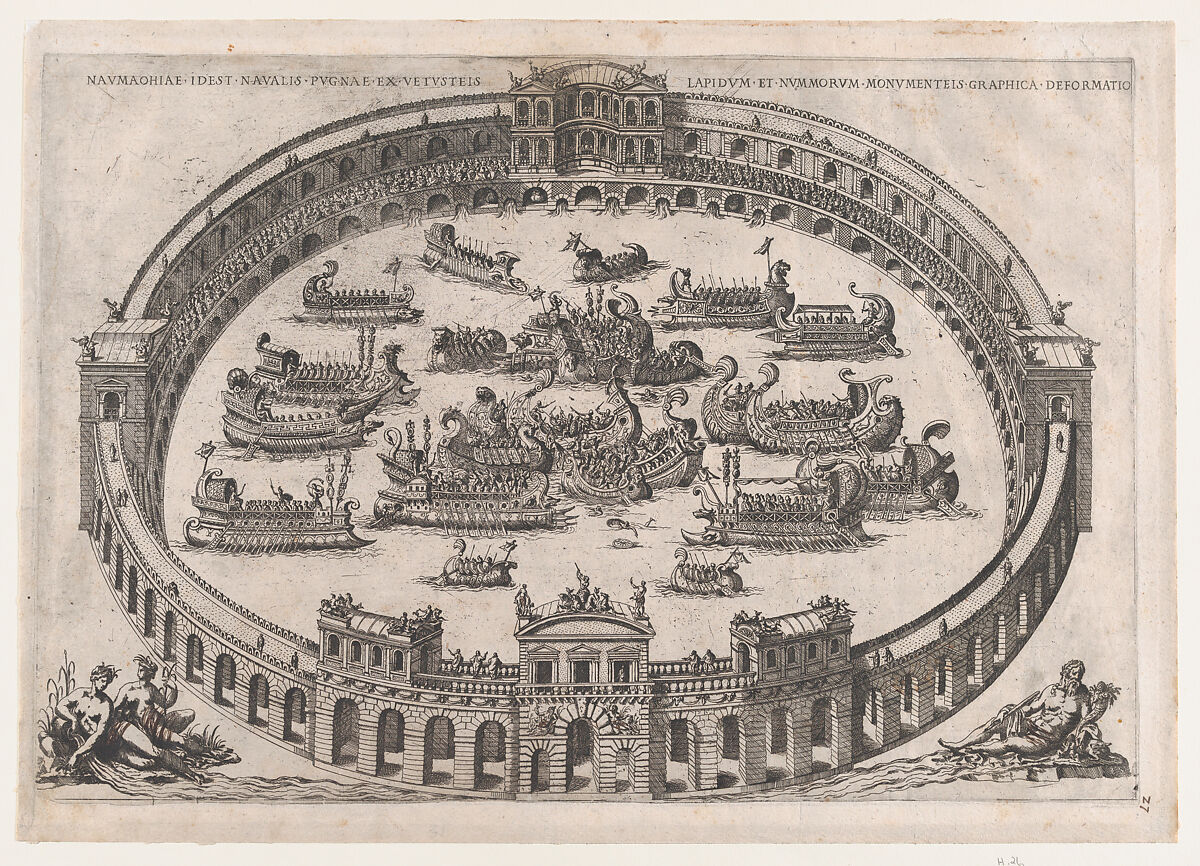 Roman Naval Battle, from "Speculum Romanae Magnificentiae", Anonymous, Engraving 