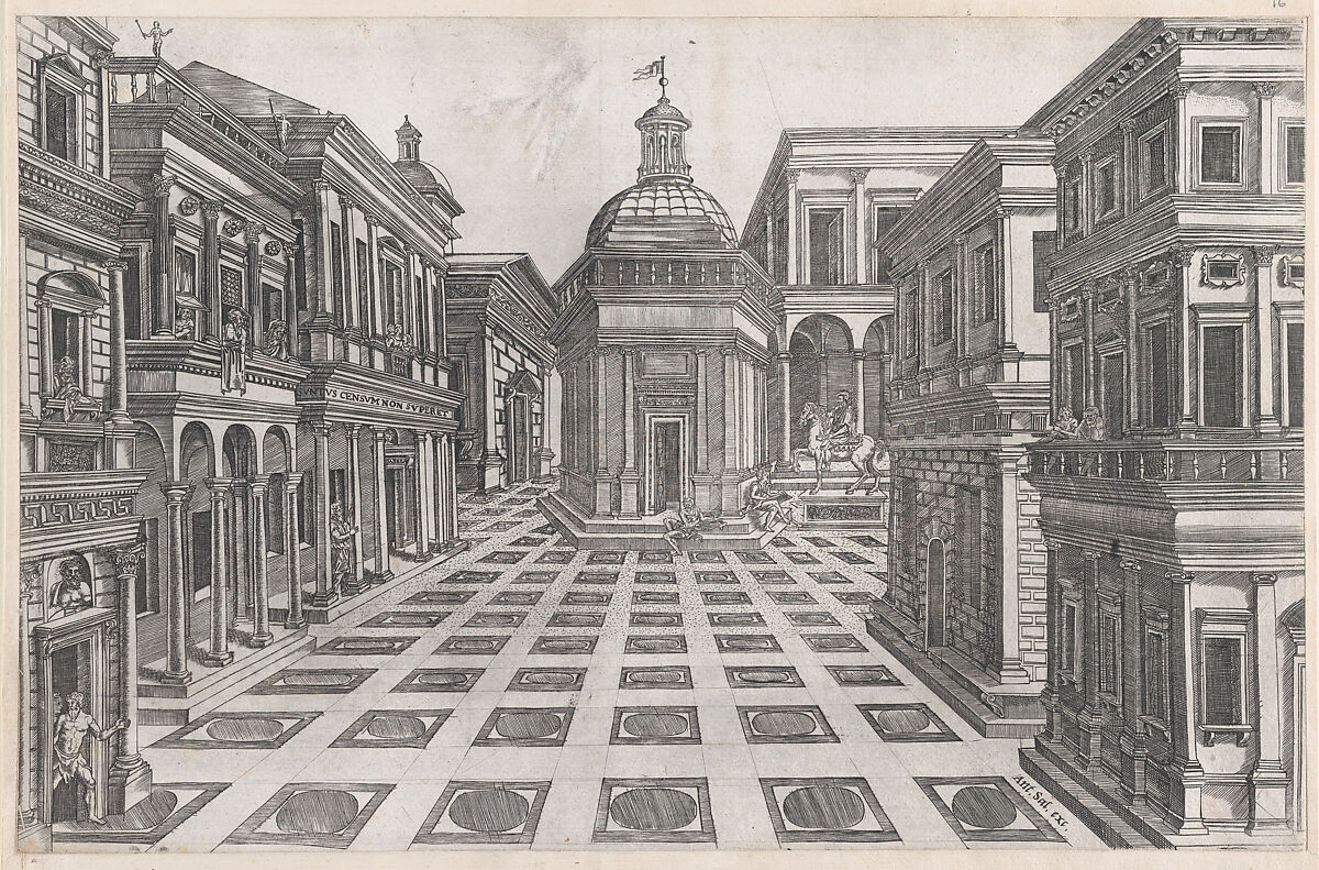 View of Buildings Adjoining the Capitol, from "Speculum Romanae Magnificentiae", Anonymous, Engraving 
