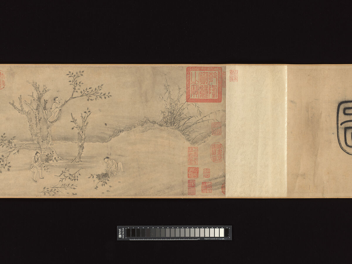 Odes of the State of Bin: The Seventh Month, Unidentified artist, Handscroll; ink on paper, China