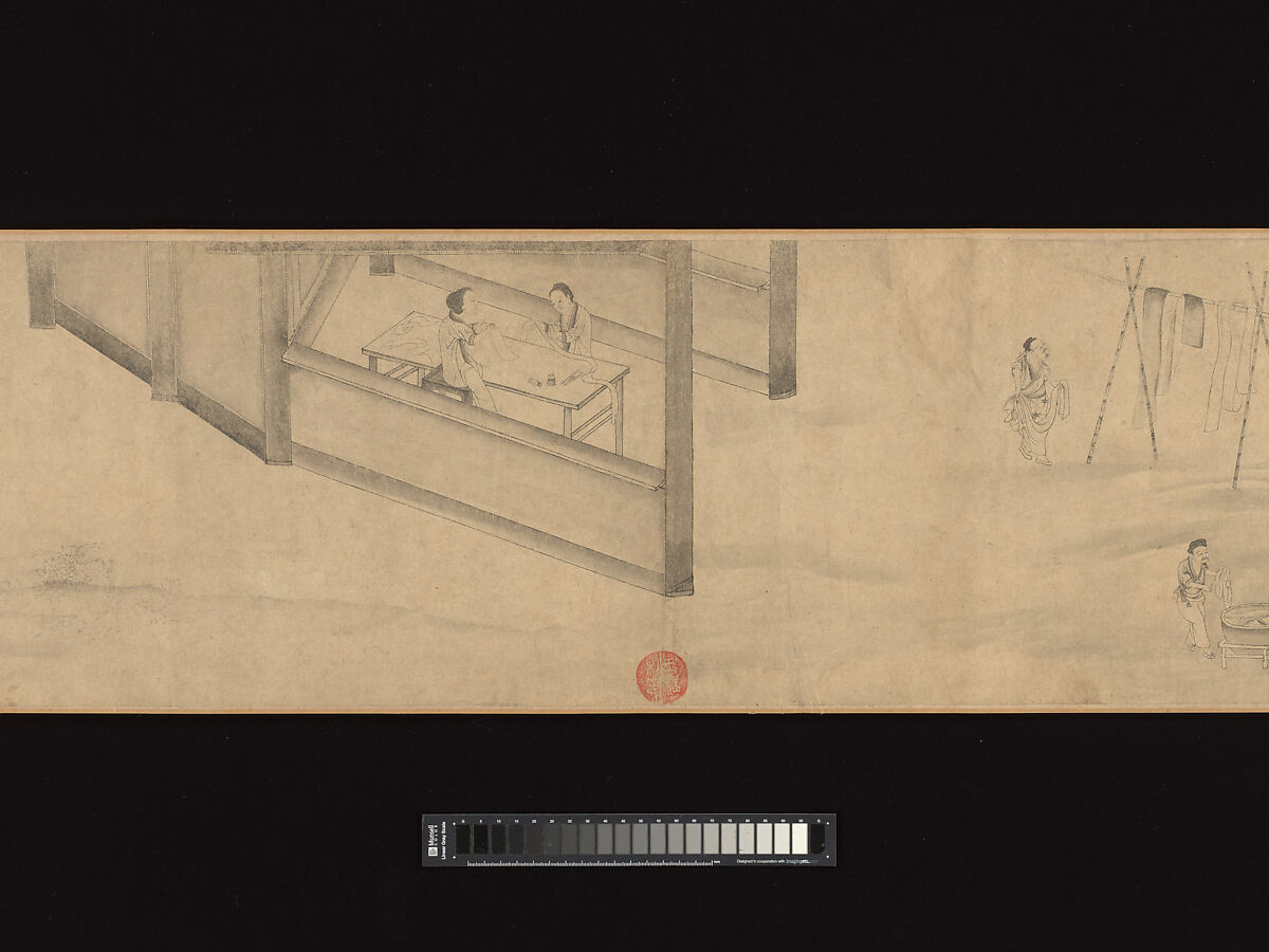 Odes of the State of Bin: The Seventh Month, Unidentified artist, Handscroll; ink on paper, China