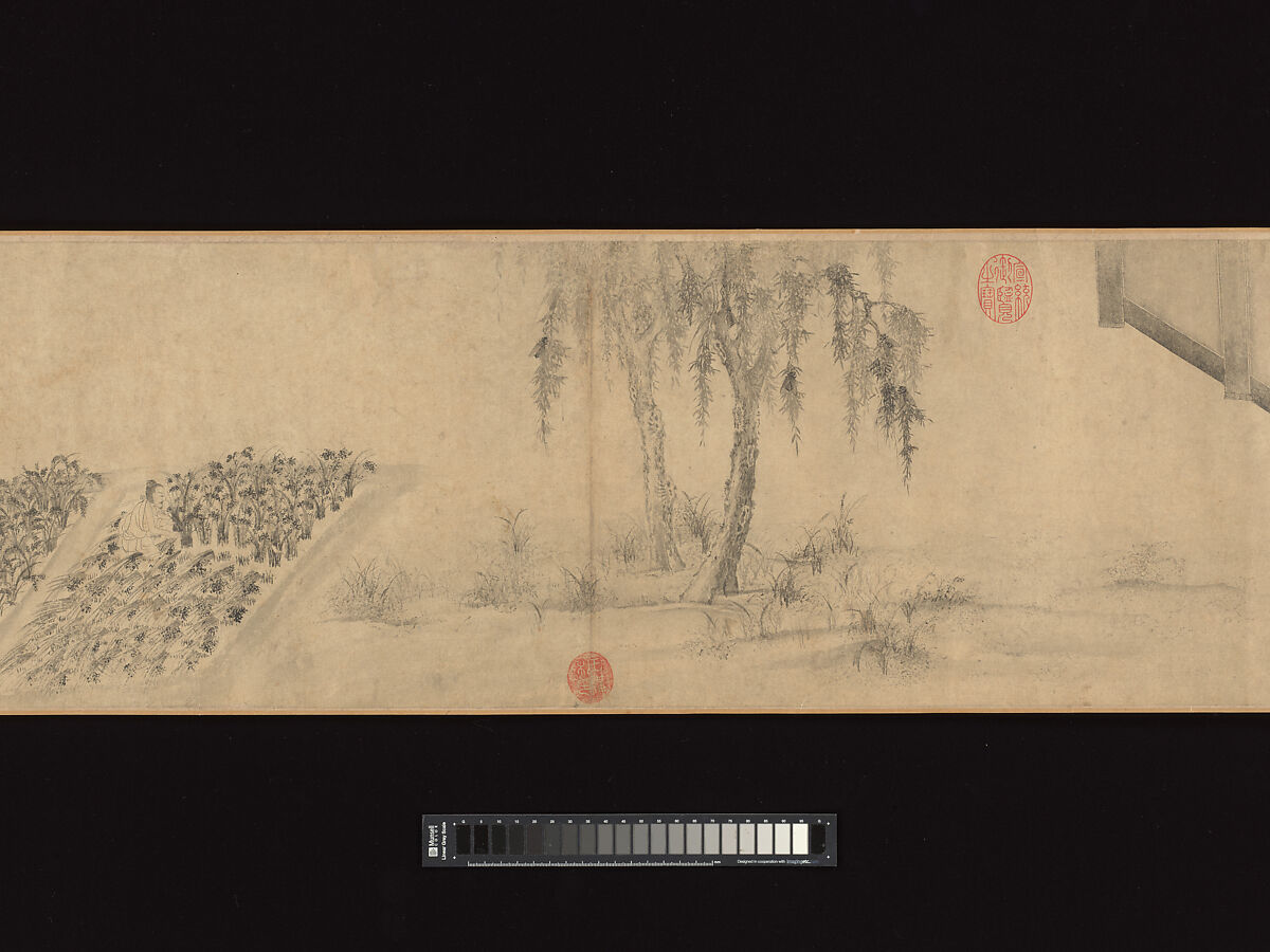 Odes of the State of Bin: The Seventh Month, Unidentified artist, Handscroll; ink on paper, China