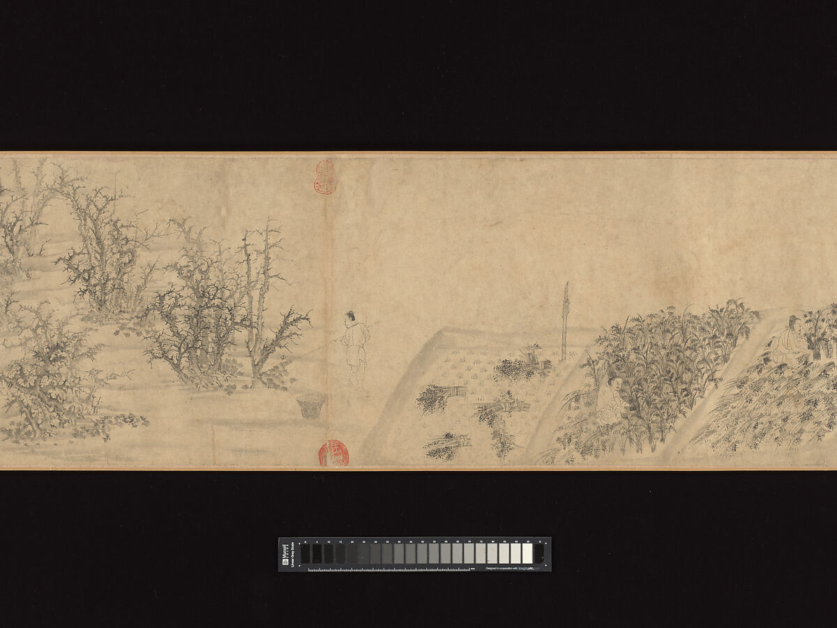 Odes of the State of Bin: The Seventh Month, Unidentified artist, Handscroll; ink on paper, China