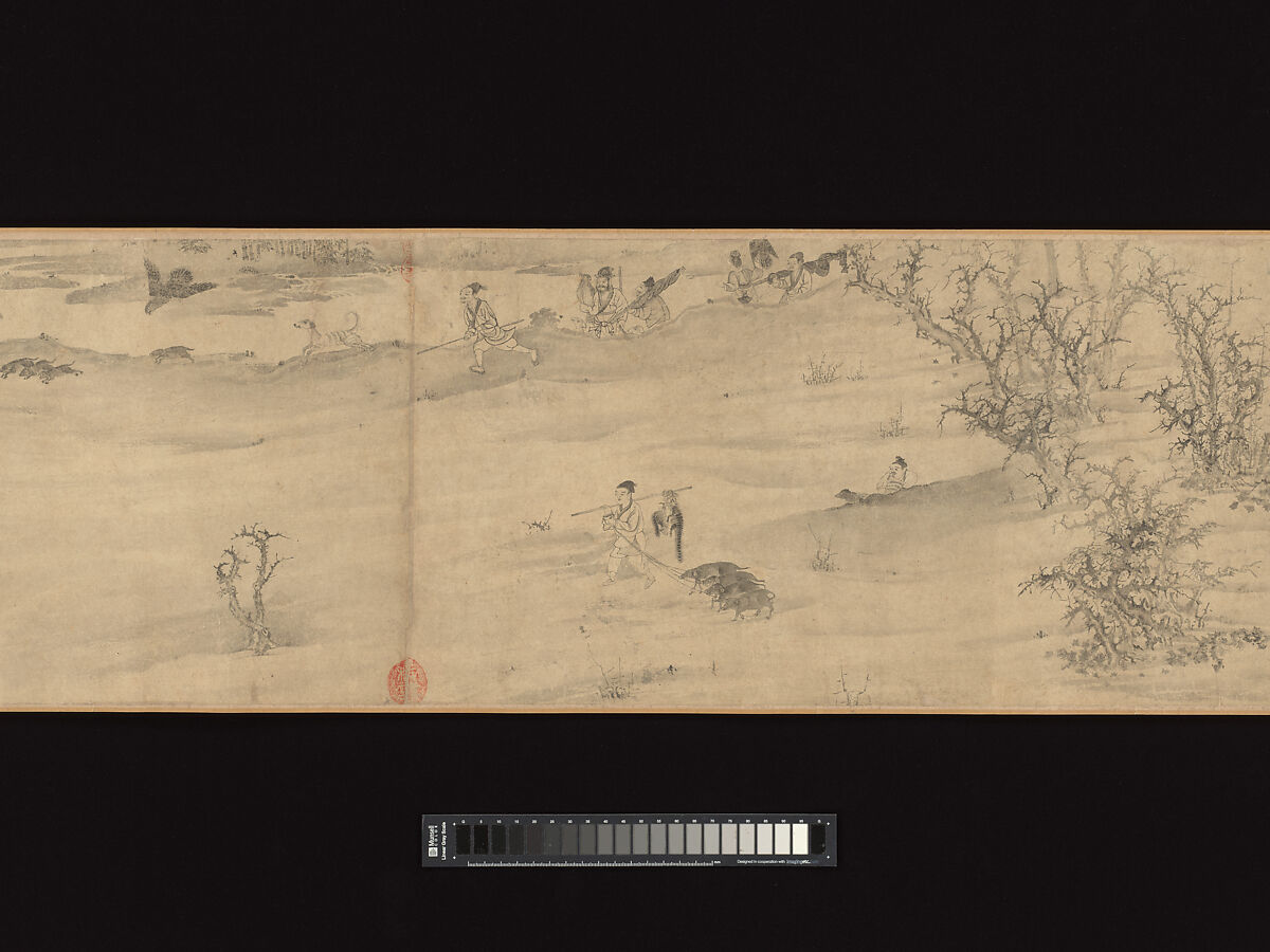 Odes of the State of Bin: The Seventh Month, Unidentified artist, Handscroll; ink on paper, China