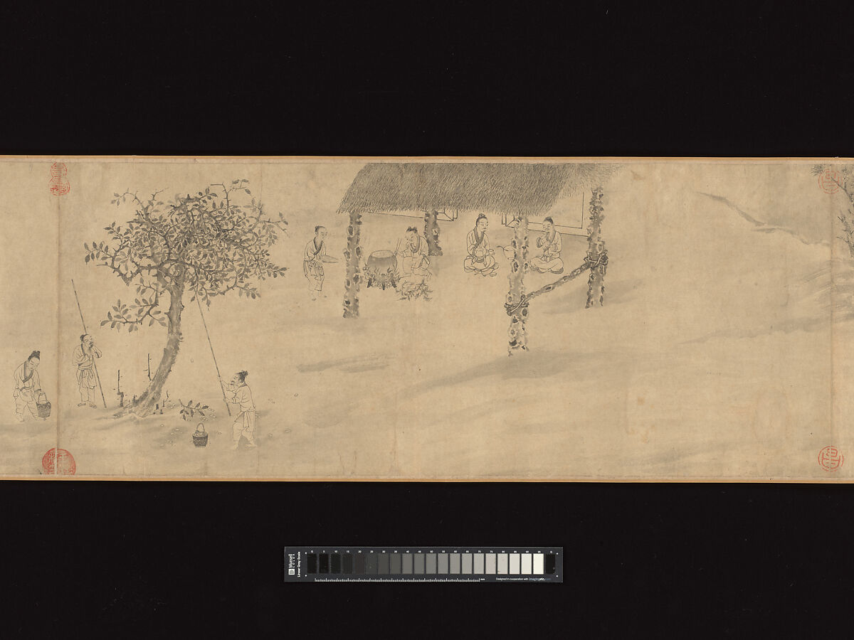 Odes of the State of Bin: The Seventh Month, Unidentified artist, Handscroll; ink on paper, China