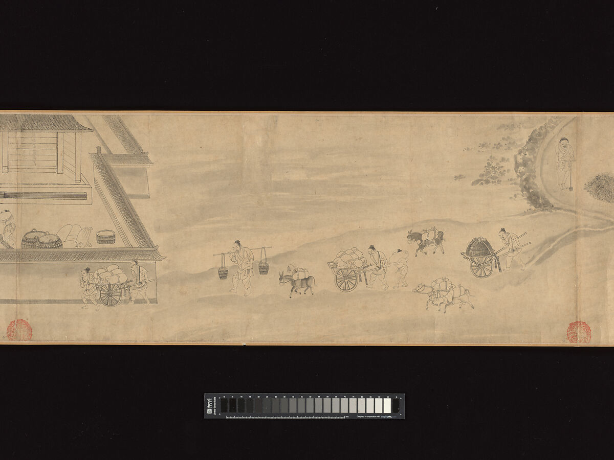 Odes of the State of Bin: The Seventh Month, Unidentified artist, Handscroll; ink on paper, China