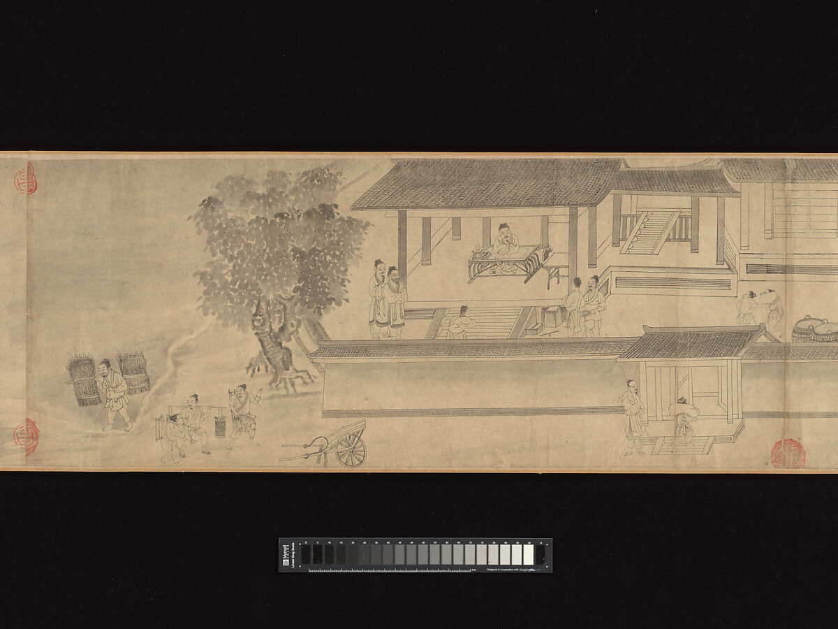 Odes of the State of Bin: The Seventh Month, Unidentified artist, Handscroll; ink on paper, China