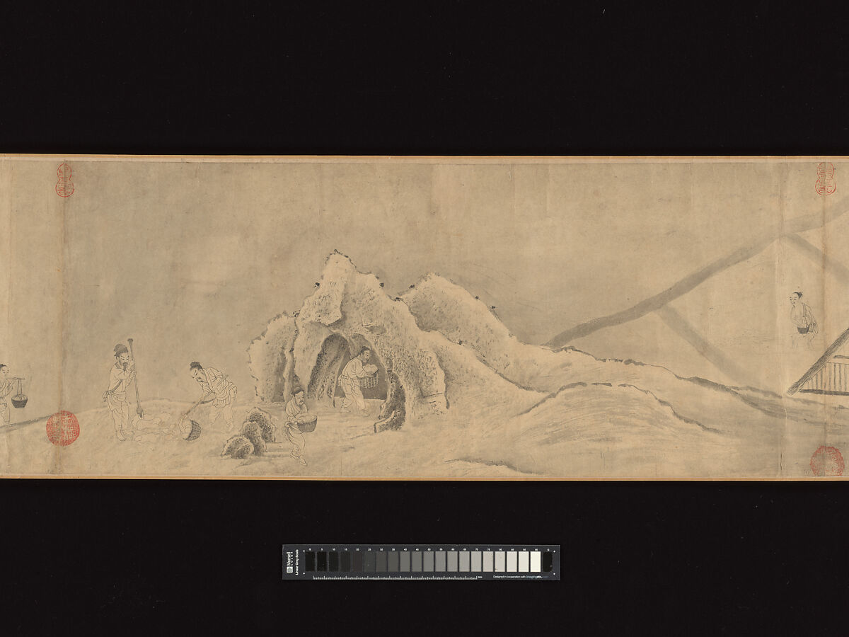 Odes of the State of Bin: The Seventh Month, Unidentified artist, Handscroll; ink on paper, China