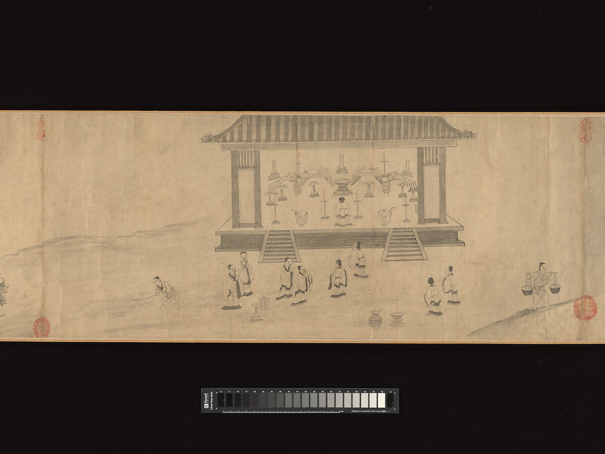 Odes of the State of Bin: The Seventh Month, Unidentified artist, Handscroll; ink on paper, China
