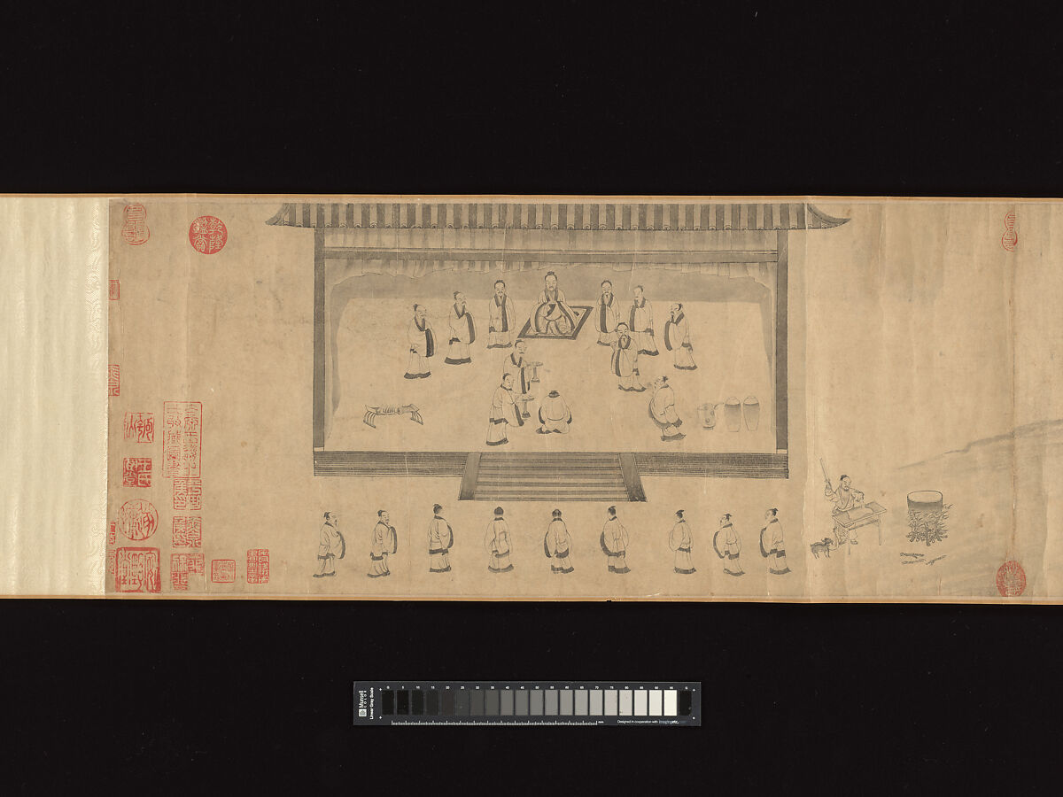 Odes of the State of Bin: The Seventh Month, Unidentified artist, Handscroll; ink on paper, China