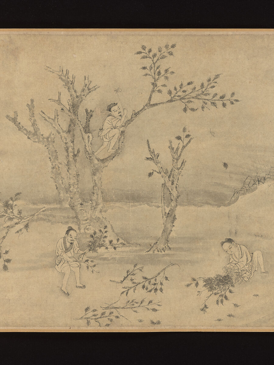 Odes of the State of Bin: The Seventh Month, Unidentified artist, Handscroll; ink on paper, China