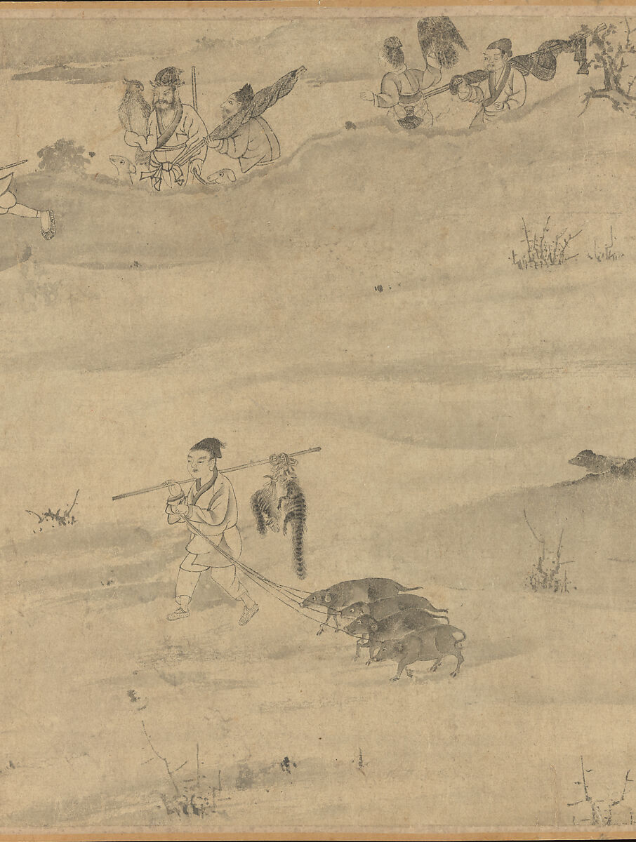 Odes of the State of Bin: The Seventh Month, Unidentified artist, Handscroll; ink on paper, China