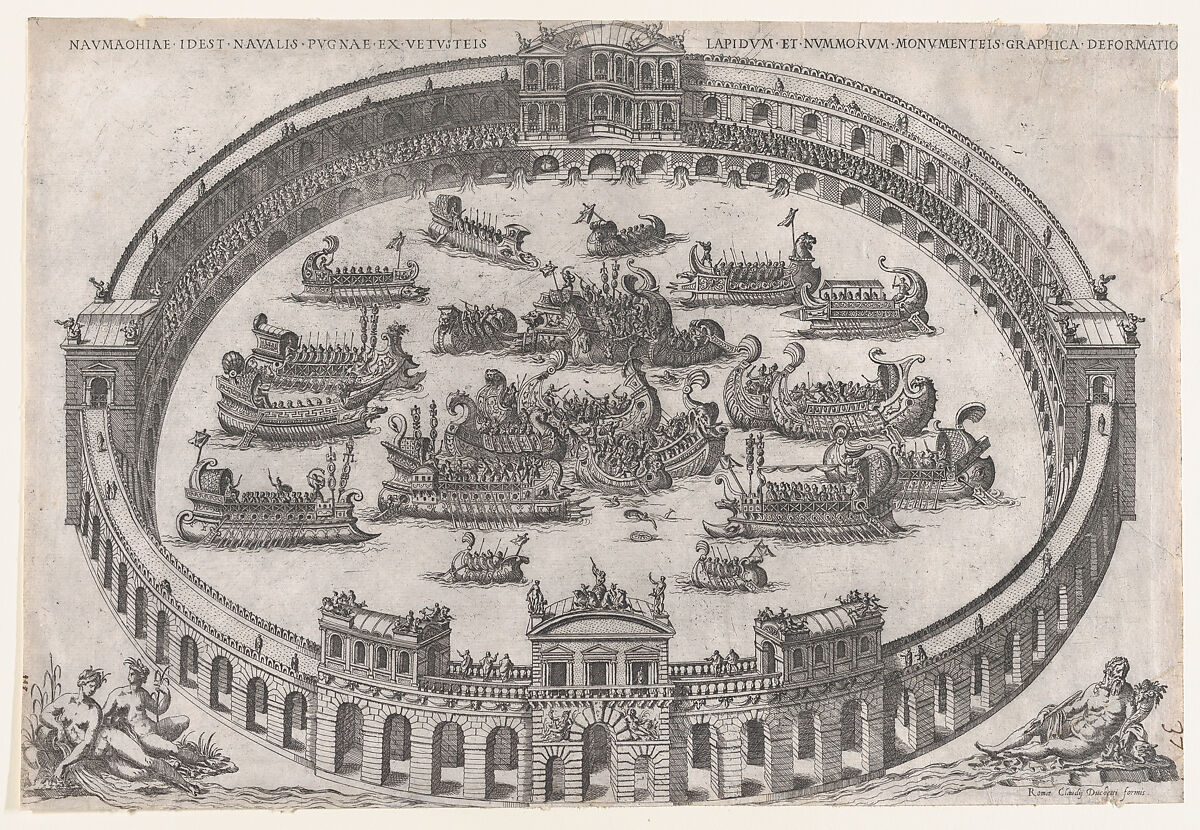 Roman Naval Battle, from "Speculum Romanae Magnificentiae", Anonymous, Engraving 