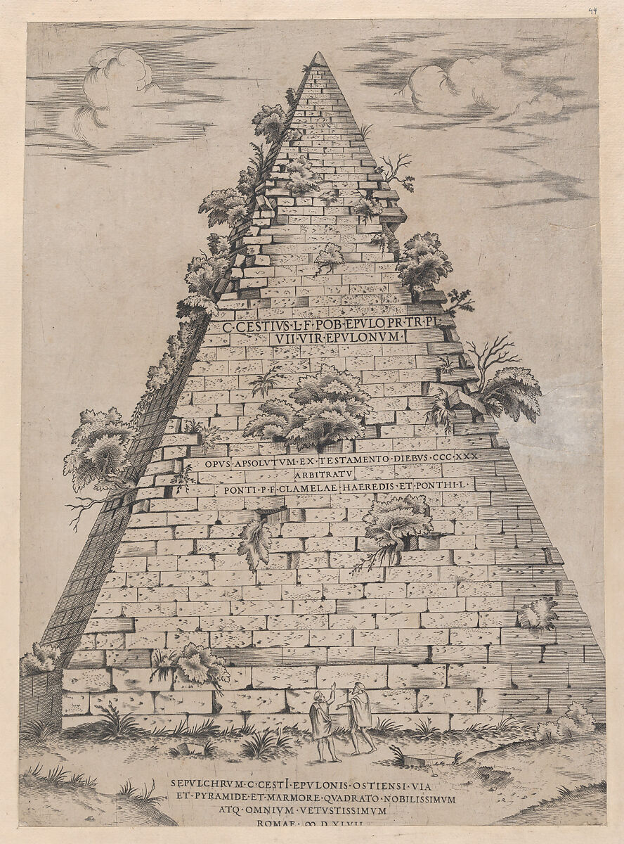 Pyramid of Caius Cestius, from "Speculum Romanae Magnificentiae", Anonymous, Engraving 