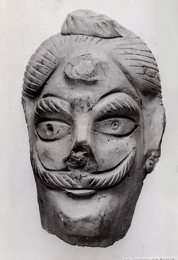 Fragment of a Mask of a Man's Head, Terracotta, Central Asia 