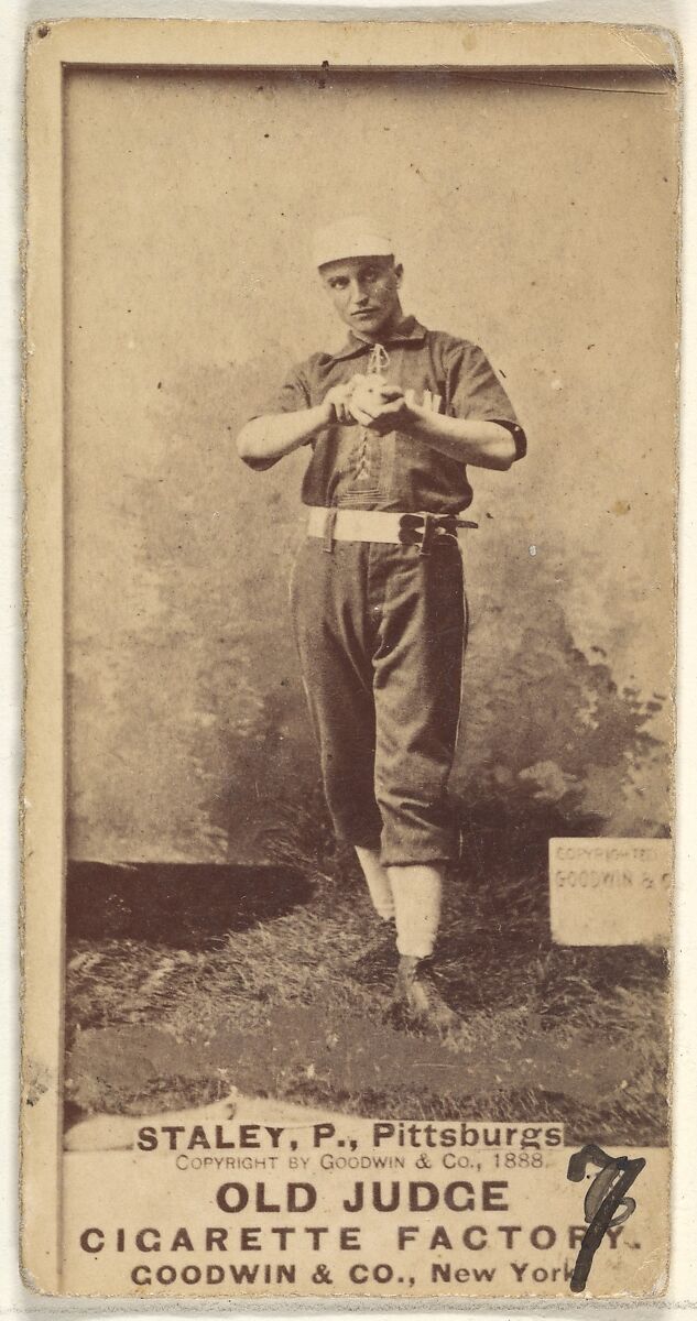 Henry "Harry" Eli Staley, Pitcher, Pittsburgh, from the Old Judge series (N172) for Old Judge Cigarettes, Issued by Goodwin &amp; Company, Albumen photograph 